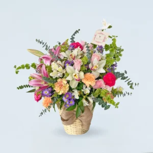 Canasto Rosas y Orquideas