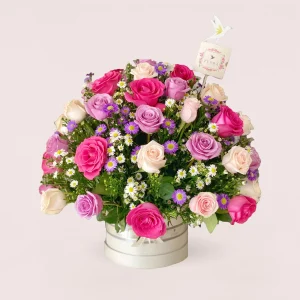 2.Flora Box Redonda Grande 70 Rosas
